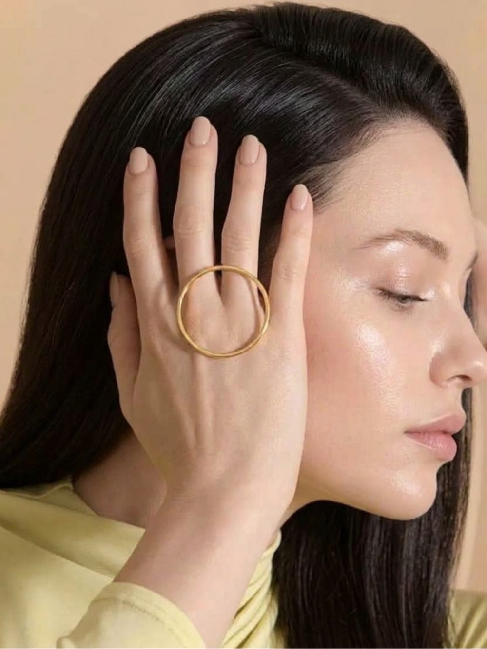 Minimalist Gold Circle Statement Adjustable Ring